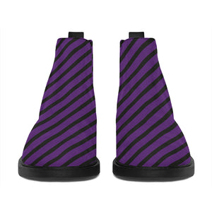 Purple And Black Halloween Pattern Print Flat Ankle Boots