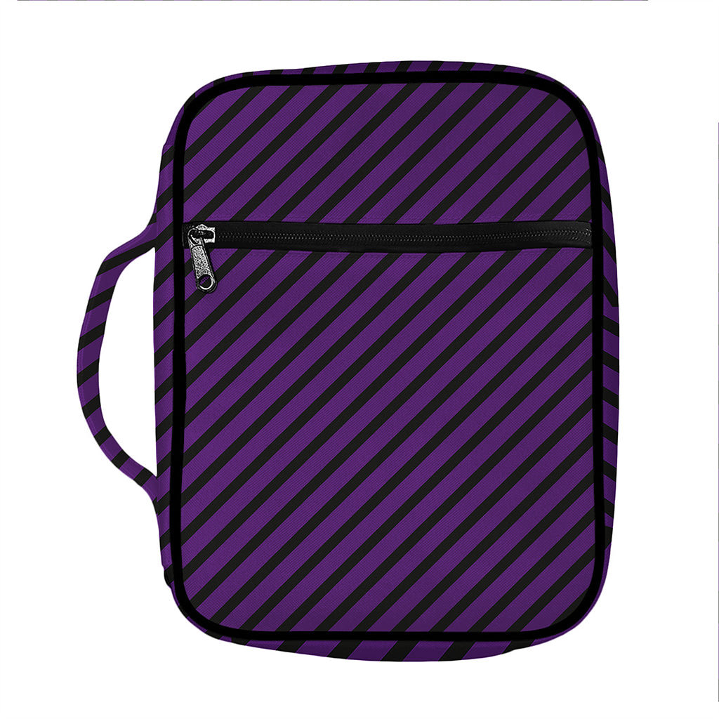 Purple And Black Halloween Pattern Print Front Pocket Bible Bag