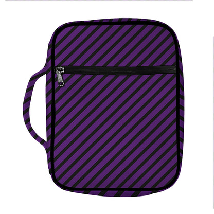 Purple And Black Halloween Pattern Print Front Pocket Bible Bag