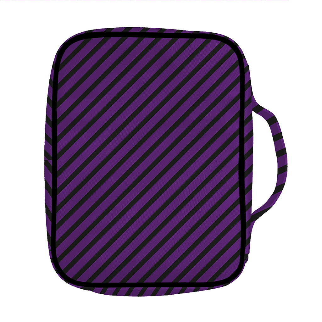 Purple And Black Halloween Pattern Print Front Pocket Bible Bag