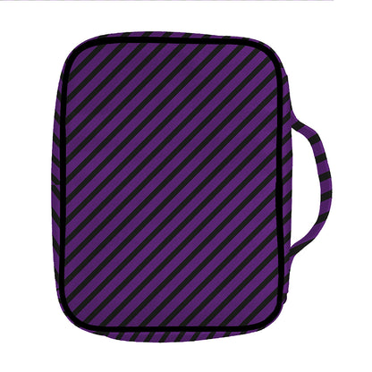 Purple And Black Halloween Pattern Print Front Pocket Bible Bag