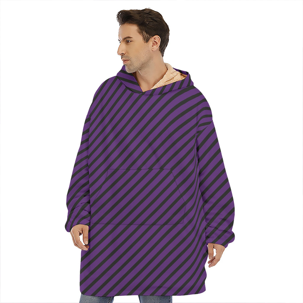 Purple And Black Halloween Pattern Print Hoodie Blanket
