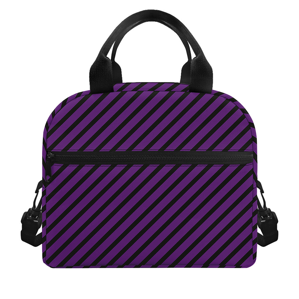 Purple And Black Halloween Pattern Print Insulated Lunch Bag