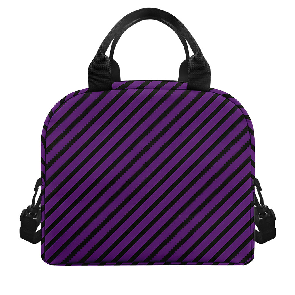 Purple And Black Halloween Pattern Print Insulated Lunch Bag