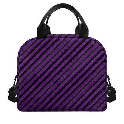Purple And Black Halloween Pattern Print Insulated Lunch Bag