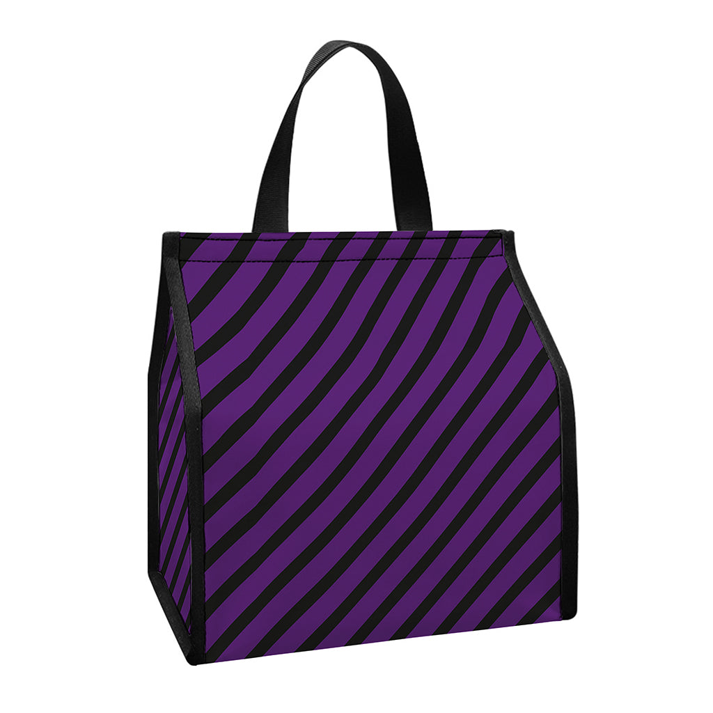 Purple And Black Halloween Pattern Print Insulated Lunch Tote