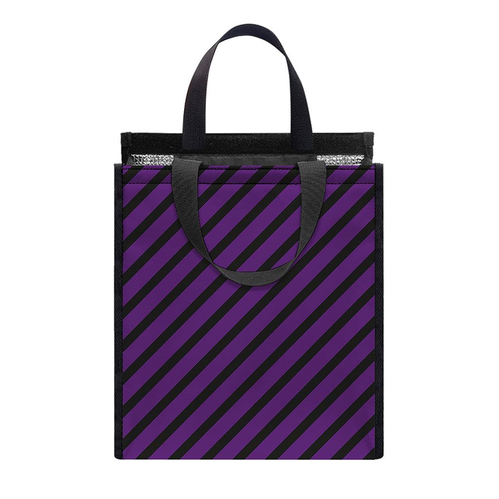 Purple And Black Halloween Pattern Print Insulated Lunch Tote