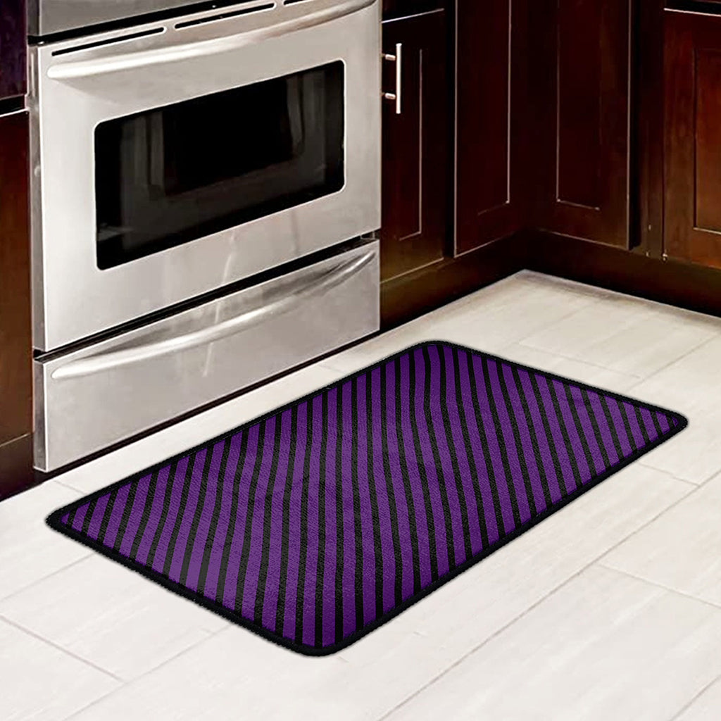Purple And Black Halloween Pattern Print Kitchen Mat