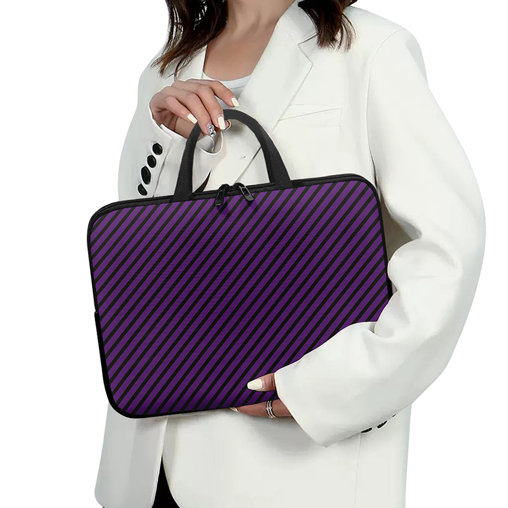 Purple And Black Halloween Pattern Print Laptop Sleeve With Handle