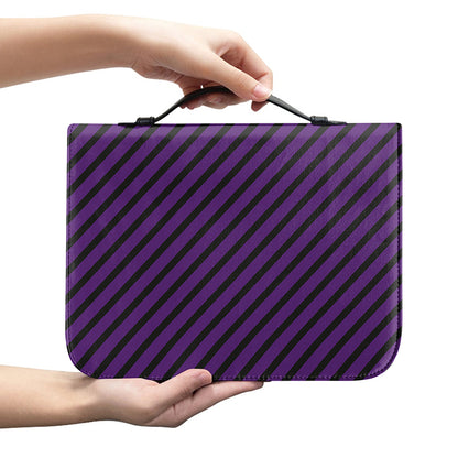 Purple And Black Halloween Pattern Print Leather Bible Cover