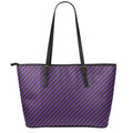 Purple And Black Halloween Pattern Print Leather Tote Bag With Zipper