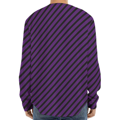 Purple And Black Halloween Pattern Print Long Sleeve Baseball Jersey