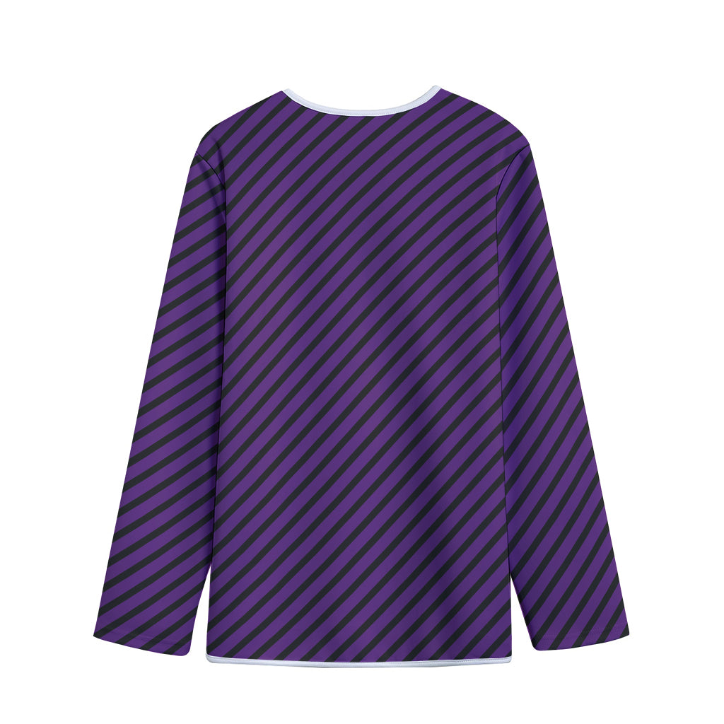 Purple And Black Halloween Pattern Print Long Sleeve Short Coat