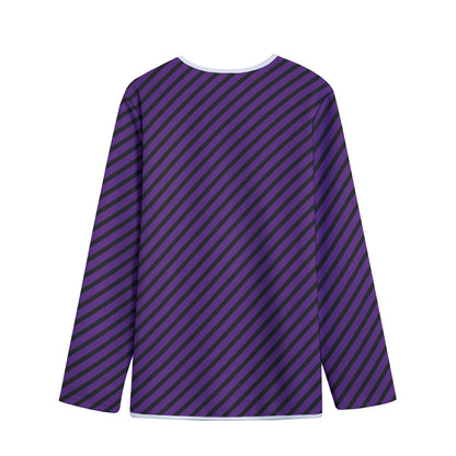 Purple And Black Halloween Pattern Print Long Sleeve Short Coat