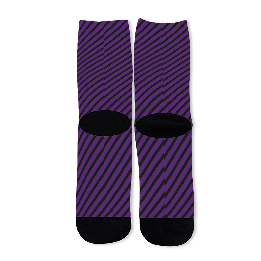 Purple And Black Halloween Pattern Print Long Socks
