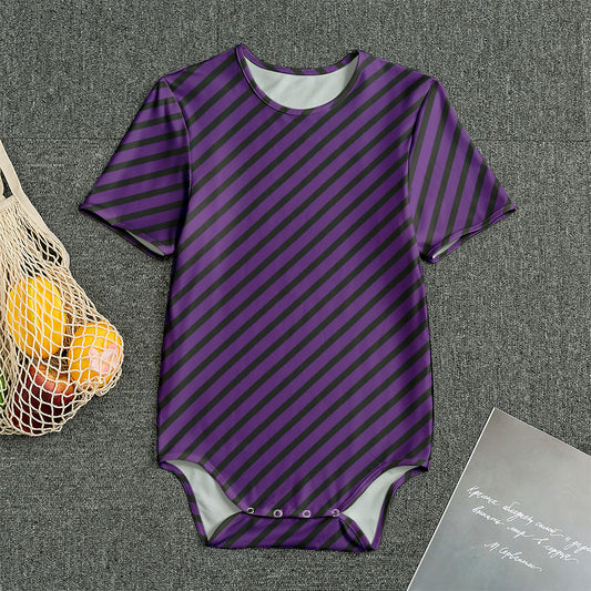 Purple And Black Halloween Pattern Print Men's Bodysuit