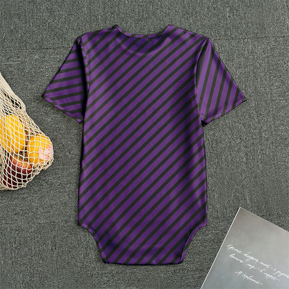 Purple And Black Halloween Pattern Print Men's Bodysuit