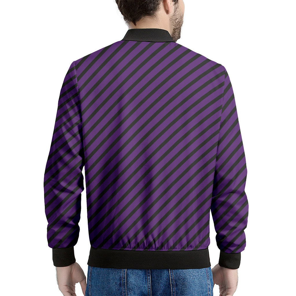 Purple And Black Halloween Pattern Print Men's Bomber Jacket