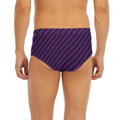 Purple And Black Halloween Pattern Print Men's Briefs