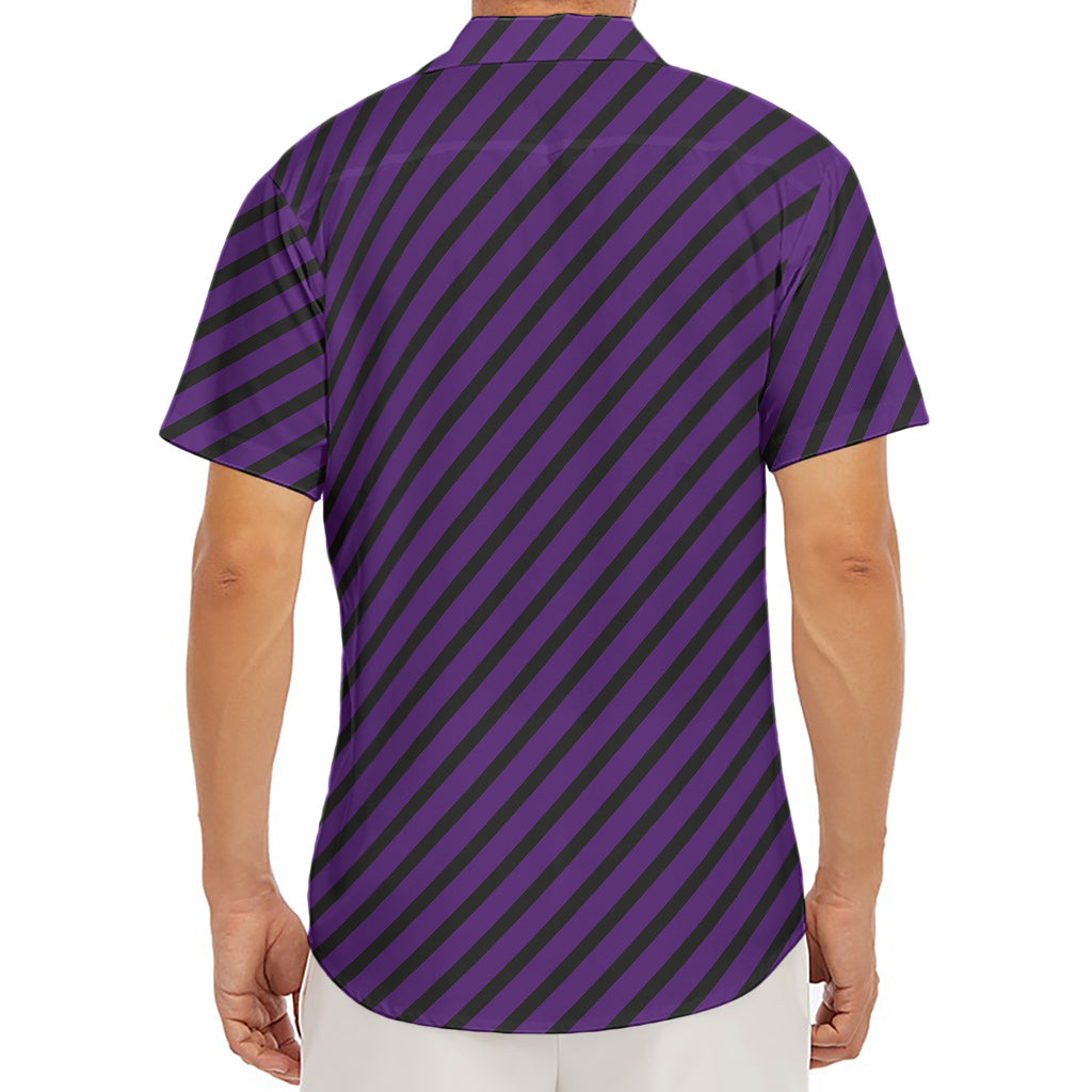 Purple And Black Halloween Pattern Print Men's Deep V-Neck Shirt
