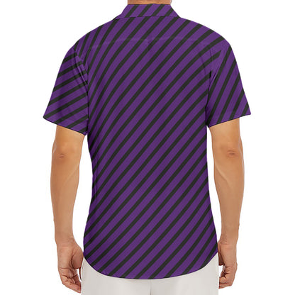 Purple And Black Halloween Pattern Print Men's Deep V-Neck Shirt