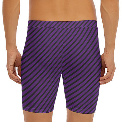 Purple And Black Halloween Pattern Print Men's Long Boxer Briefs
