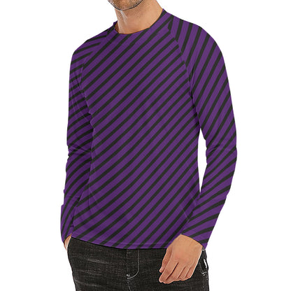 Purple And Black Halloween Pattern Print Men's Long Sleeve Rash Guard