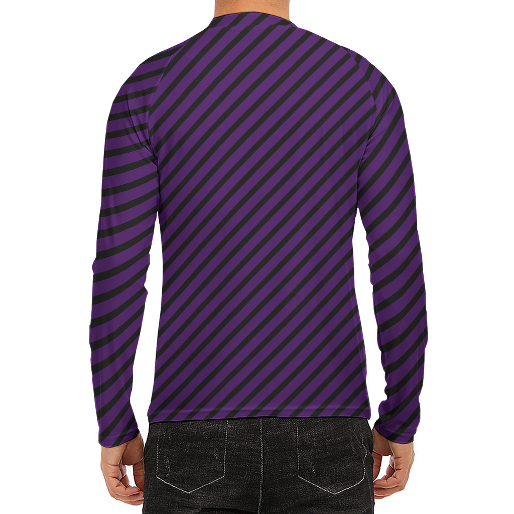 Purple And Black Halloween Pattern Print Men's Long Sleeve Rash Guard