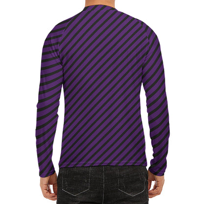 Purple And Black Halloween Pattern Print Men's Long Sleeve Rash Guard