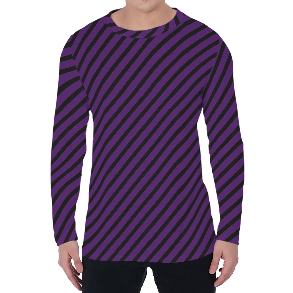 Purple And Black Halloween Pattern Print Men's Long Sleeve T-Shirt