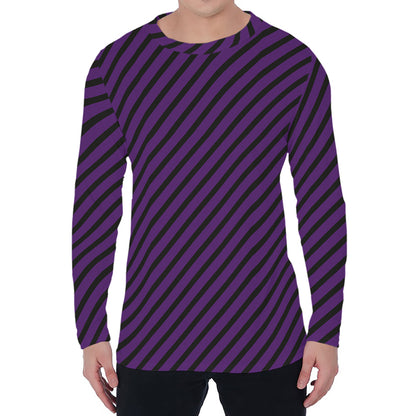 Purple And Black Halloween Pattern Print Men's Long Sleeve T-Shirt