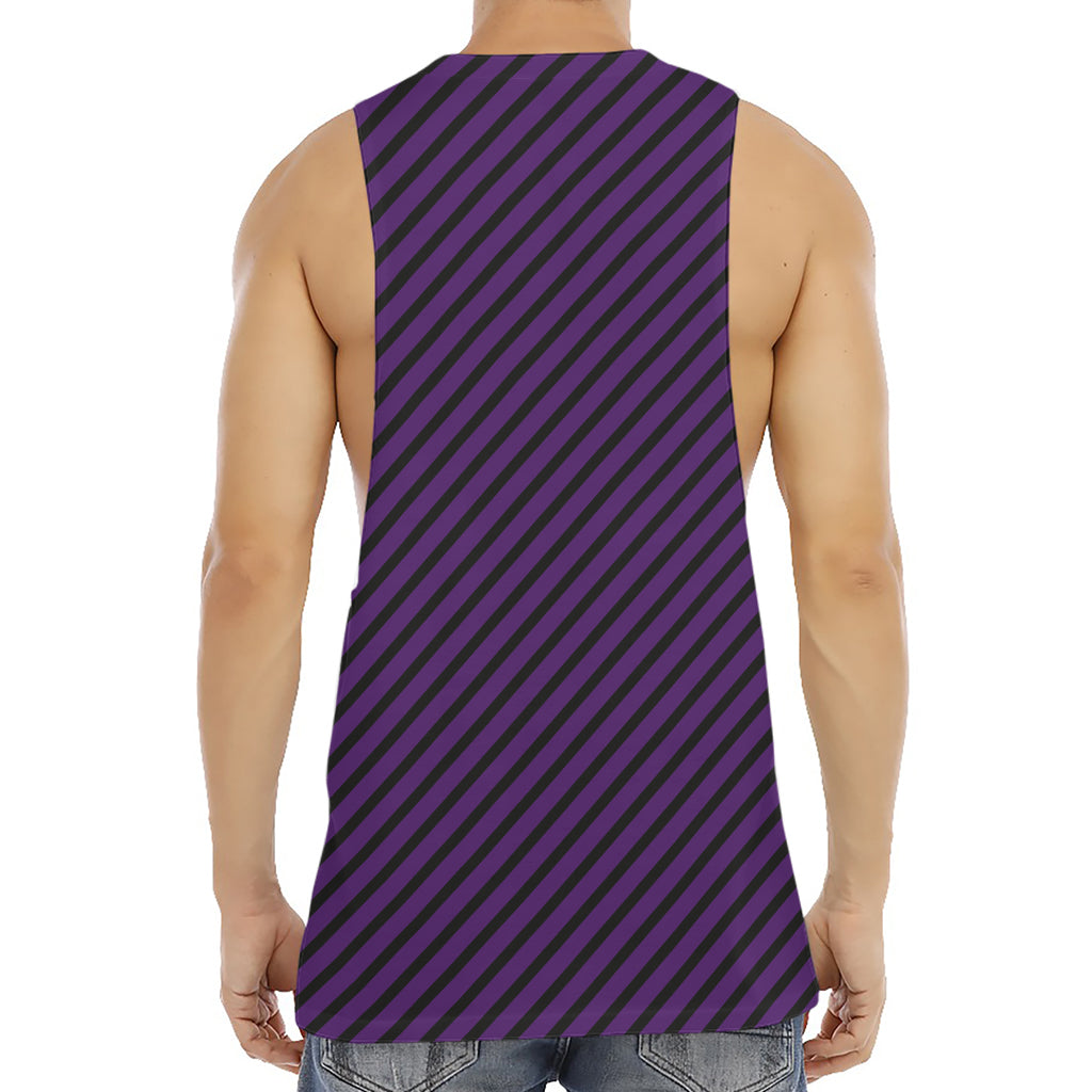 Purple And Black Halloween Pattern Print Men's Muscle Tank Top
