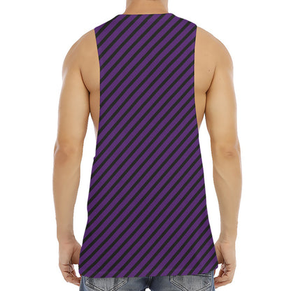 Purple And Black Halloween Pattern Print Men's Muscle Tank Top