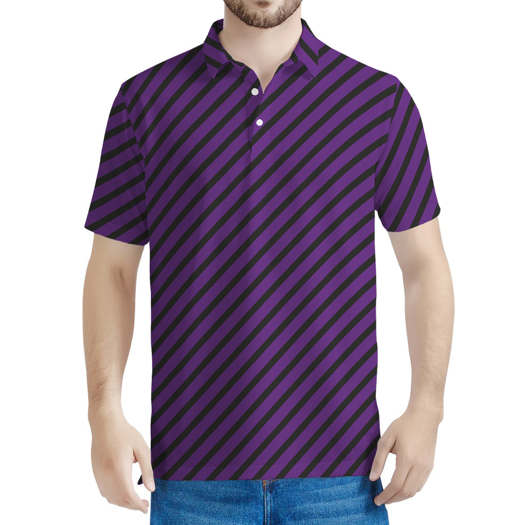 Purple And Black Halloween Pattern Print Men's Polo Shirt