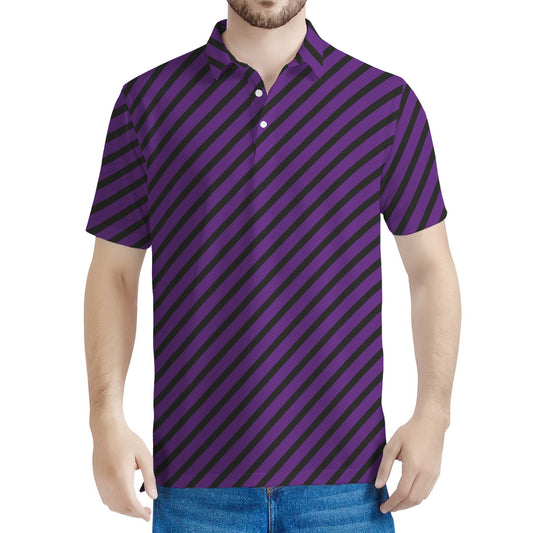 Purple And Black Halloween Pattern Print Men's Polo Shirt