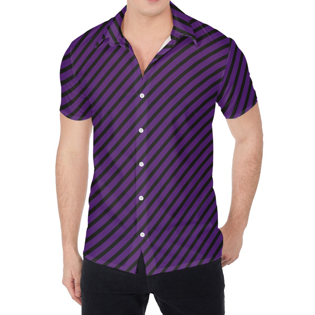 Purple And Black Halloween Pattern Print Men's Shirt