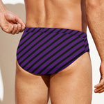 Purple And Black Halloween Pattern Print Men's Swim Briefs