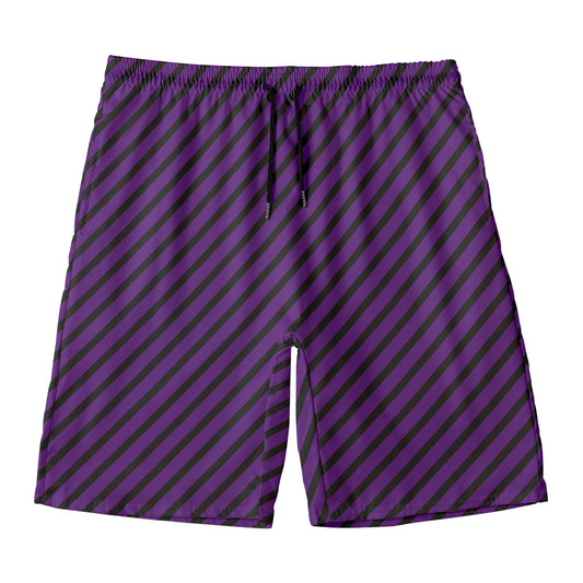 Purple And Black Halloween Pattern Print Men's Swim Trunks