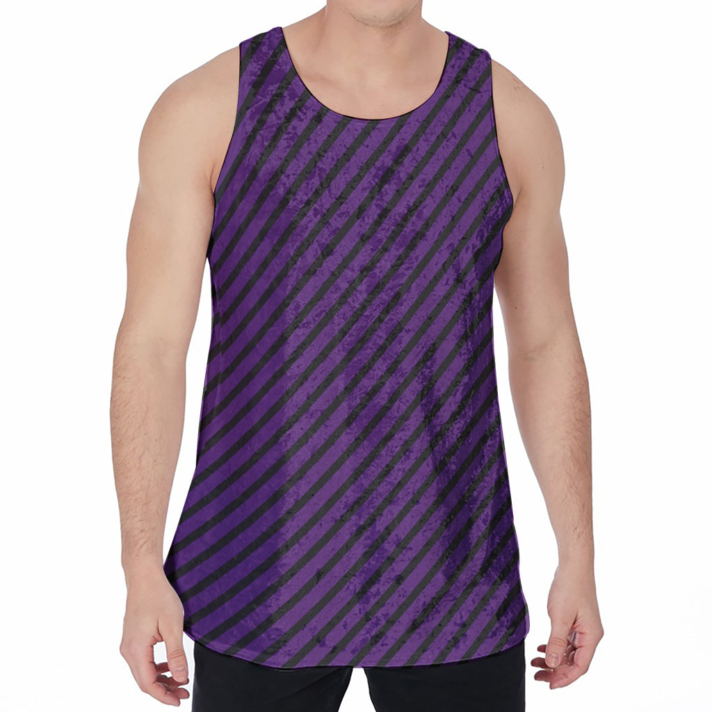 Purple And Black Halloween Pattern Print Men's Velvet Tank Top