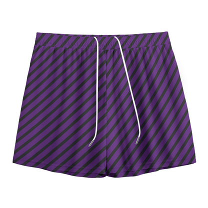 Purple And Black Halloween Pattern Print Mesh Shorts