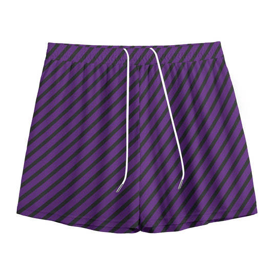Purple And Black Halloween Pattern Print Mesh Shorts