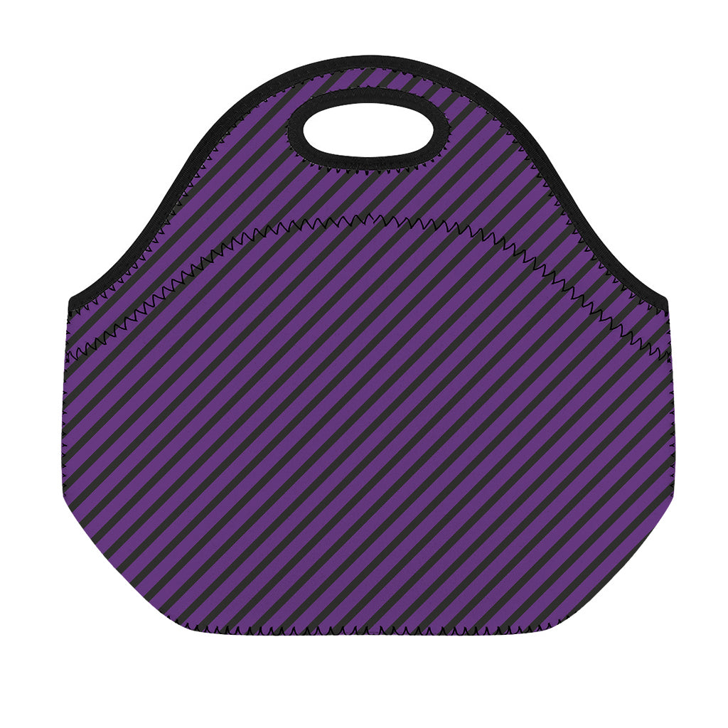 Purple And Black Halloween Pattern Print Neoprene Lunch Bag