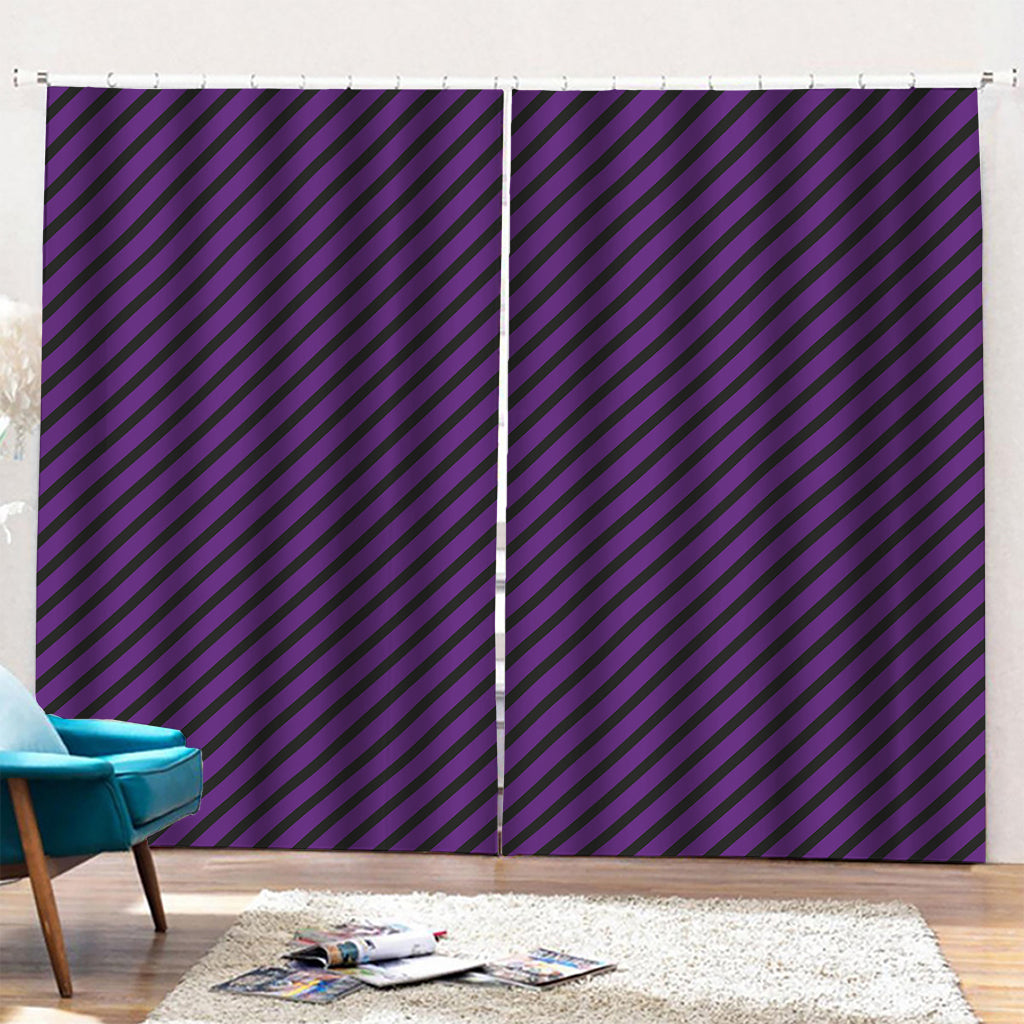 Purple And Black Halloween Pattern Print Pencil Pleat Curtains