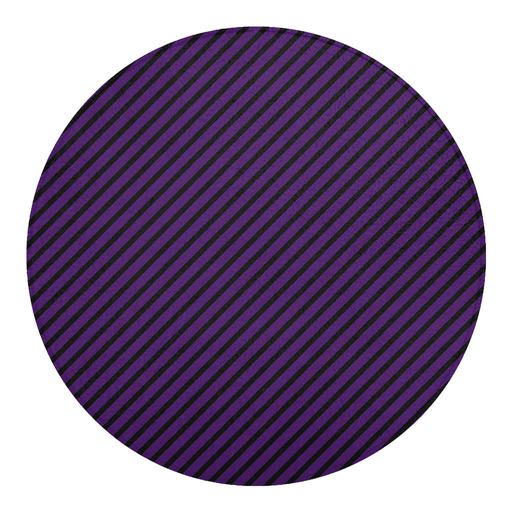 Purple And Black Halloween Pattern Print Round Blanket