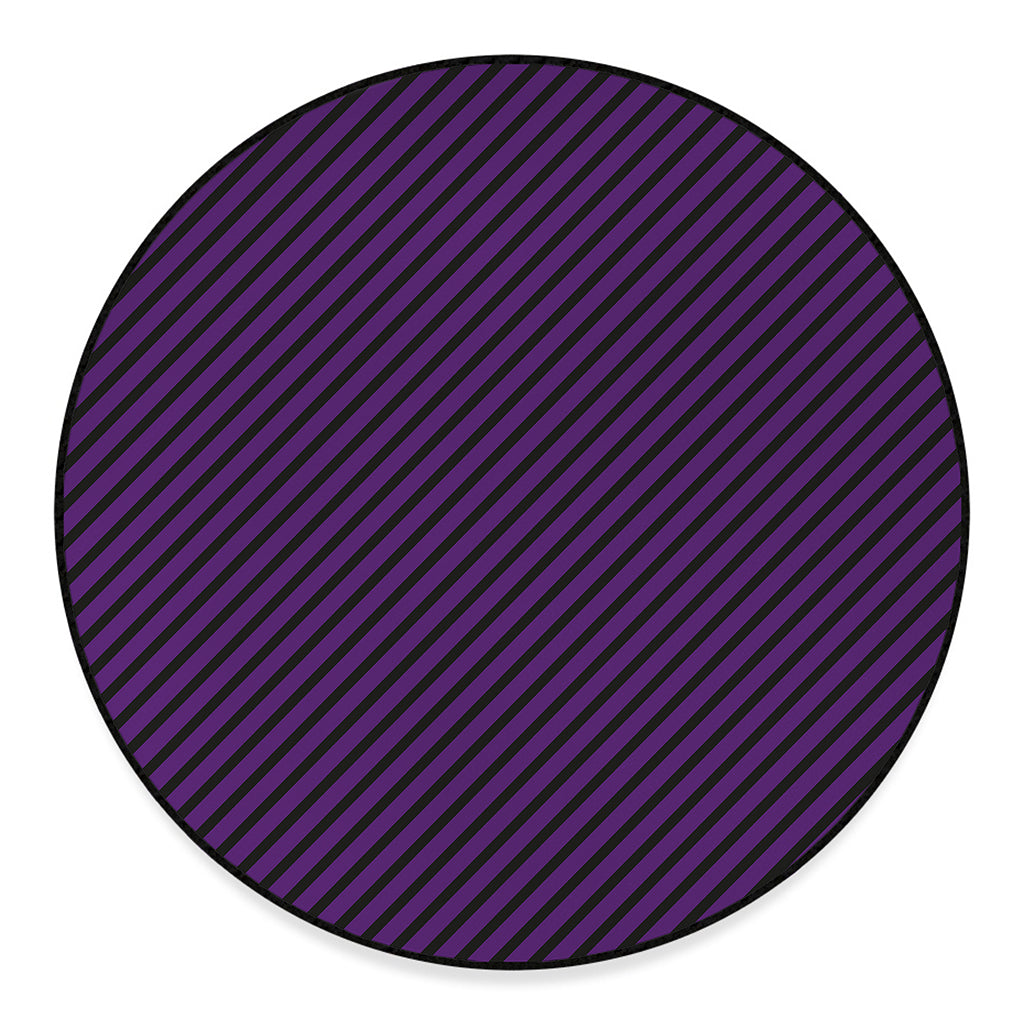 Purple And Black Halloween Pattern Print Round Floor Mat