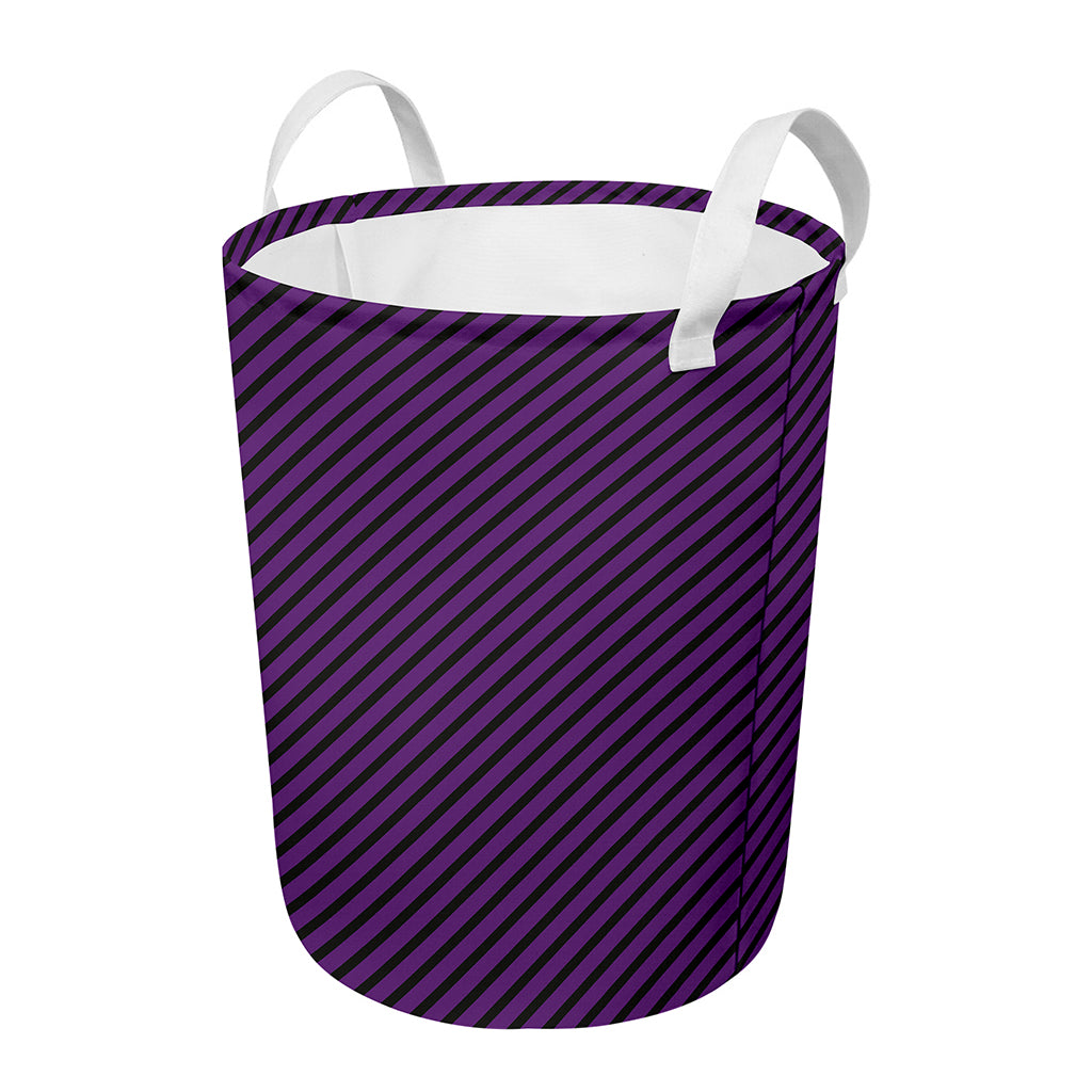 Purple And Black Halloween Pattern Print Round Laundry Basket