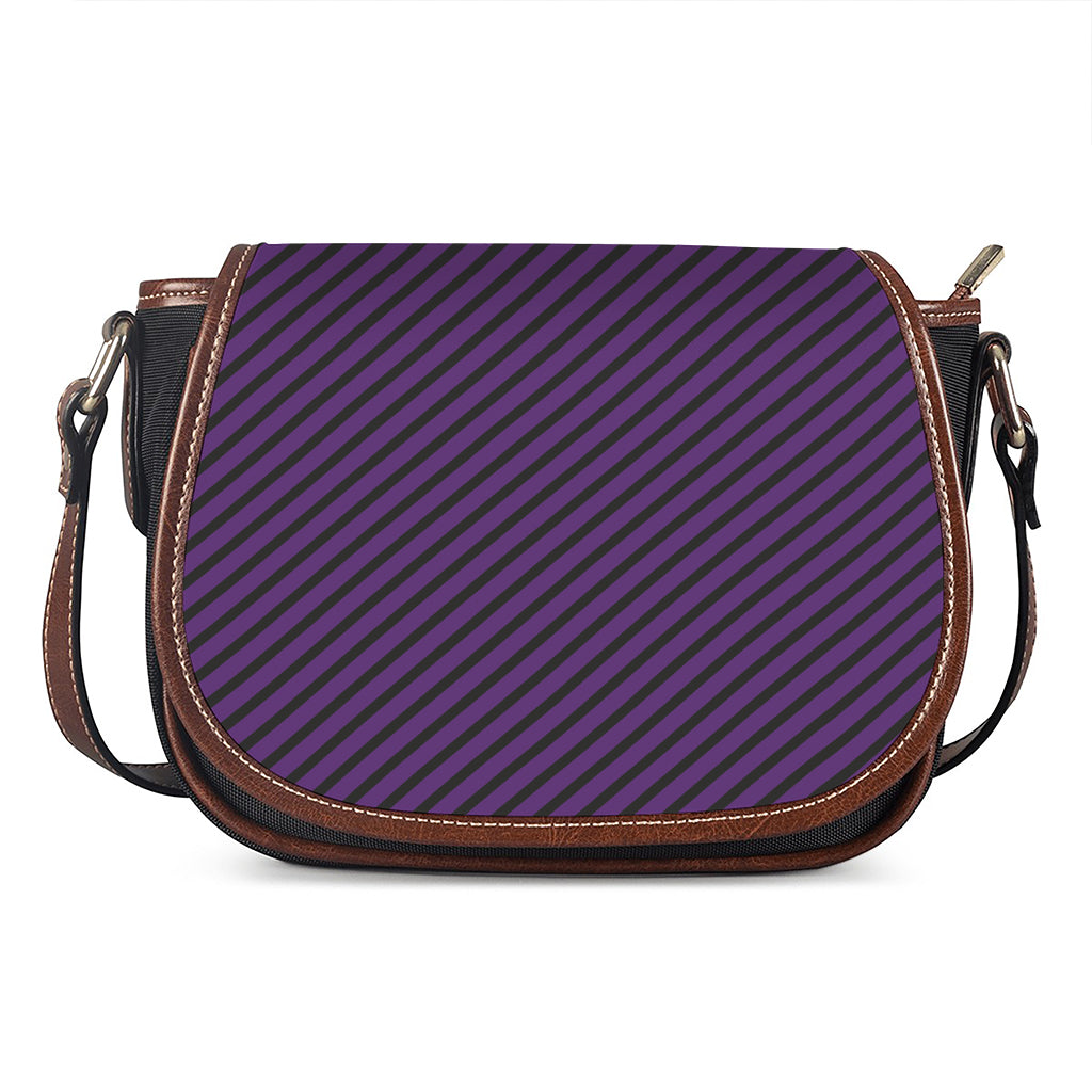 Purple And Black Halloween Pattern Print Saddle Bag
