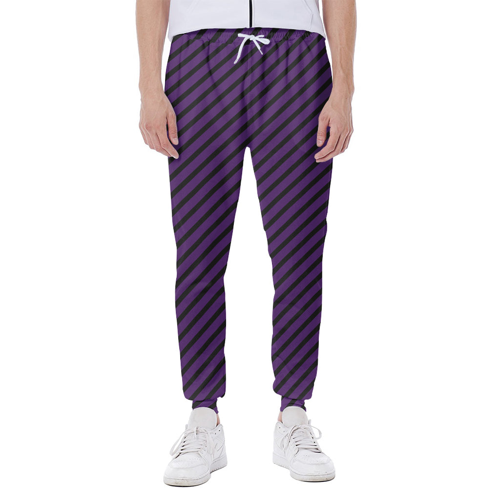 Purple And Black Halloween Pattern Print Scuba Joggers