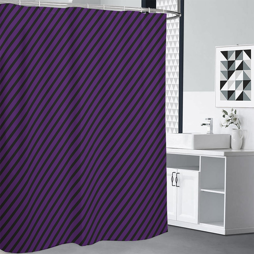 Purple And Black Halloween Pattern Print Shower Curtain