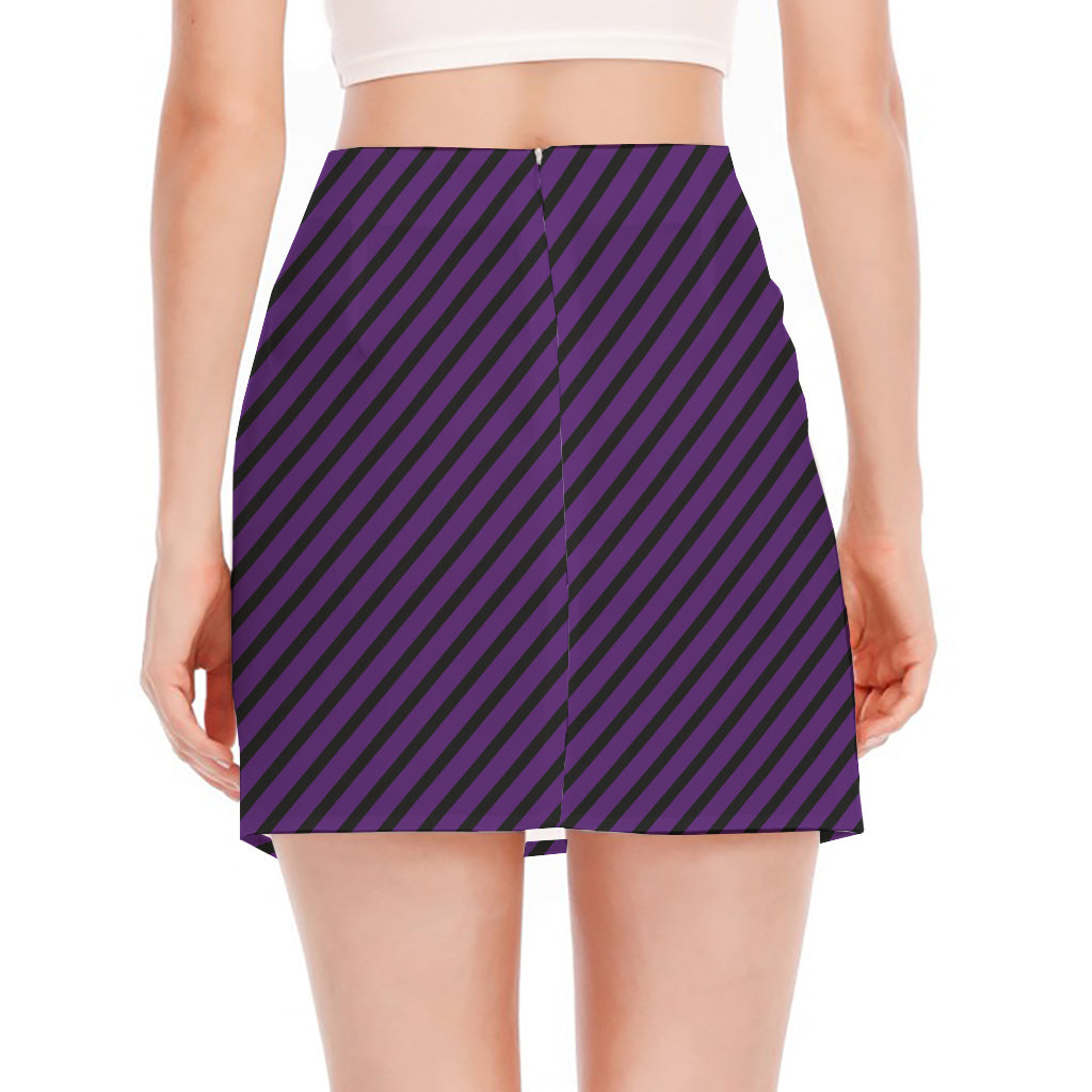 Purple And Black Halloween Pattern Print Side Slit Mini Skirt